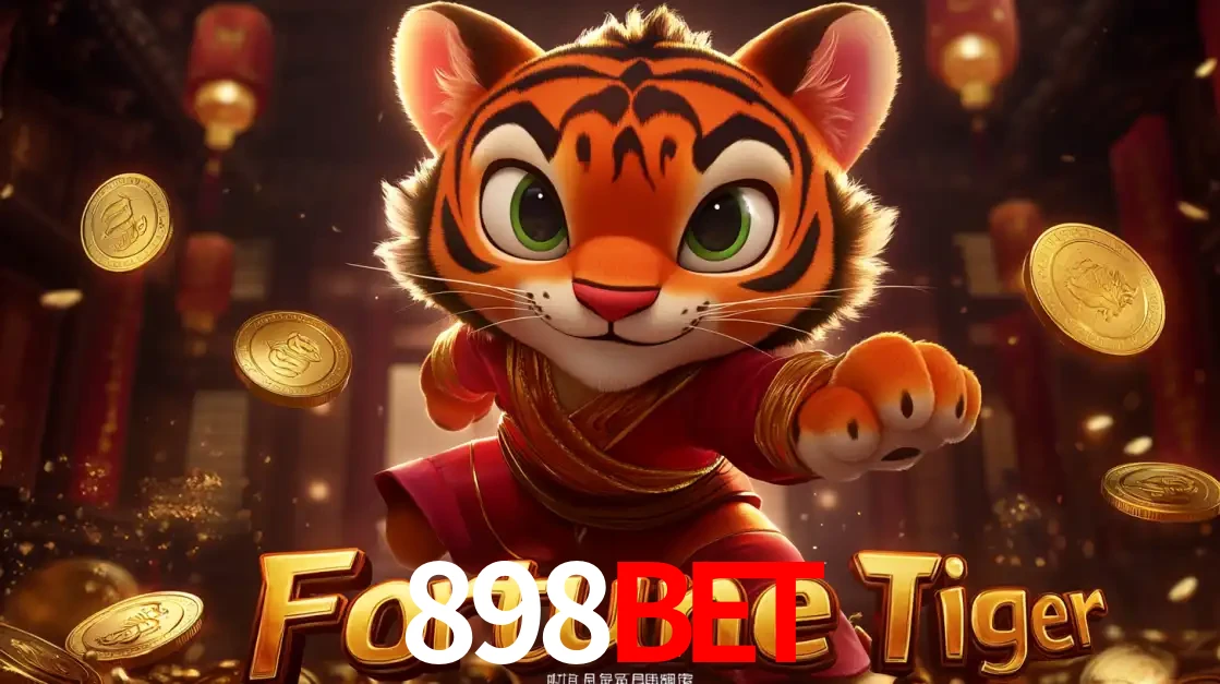 O carismático mascote do jogo de slot Fortune Tiger, um tigre fofo em pose de artes marciais, pronto para trazer sorte e multiplicadores de ganhos no cassino online 898BET.