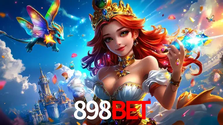 A princesa de um reino de fantasia mágico, com seu pequeno dragão, apresentando um mundo de prêmios encantados nos jogos de caça-níqueis do cassino 898BET.